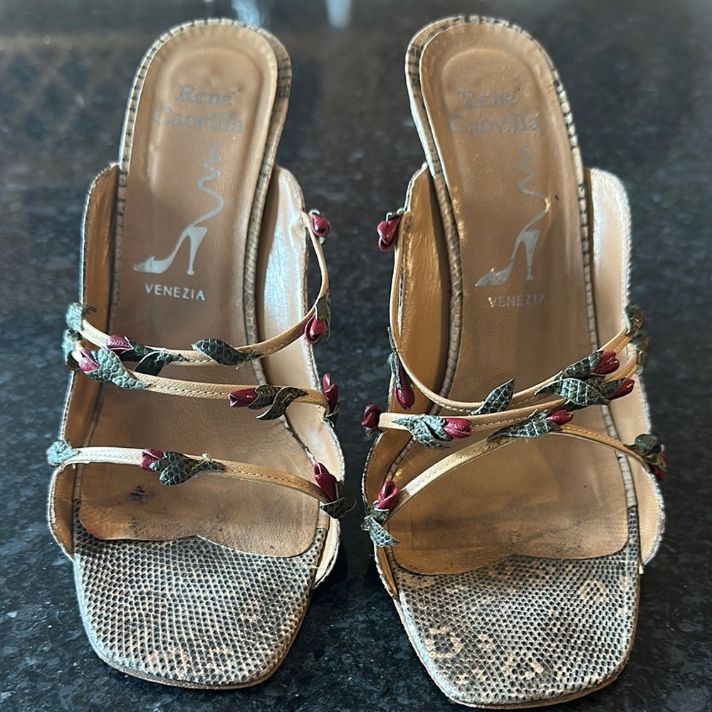 Rene Caovilla Women's Elegant Sandals - Beige and Red